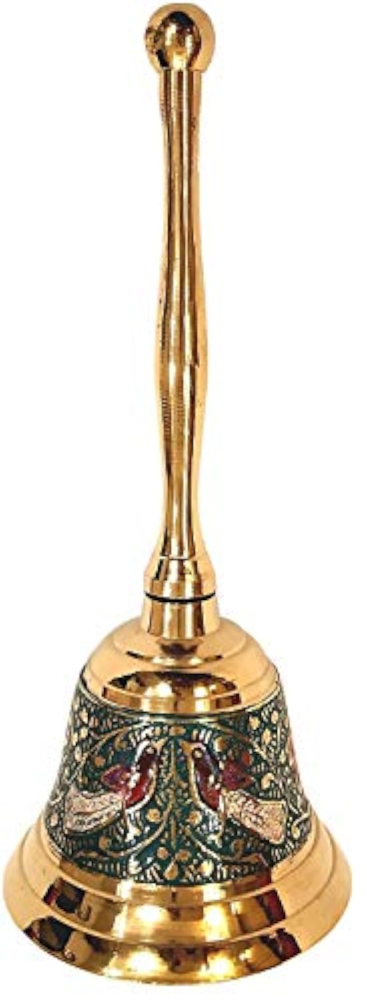 Brass Made Pooja Bell, Engraved Meenakari Work